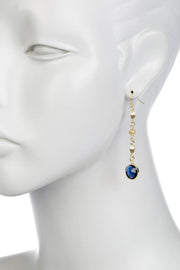 London Blue Crystal Drop Earrings In Gold - GF