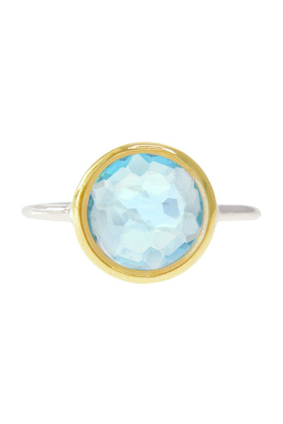 Sky Blue Crystal 2 Tone Plated Ring - SF