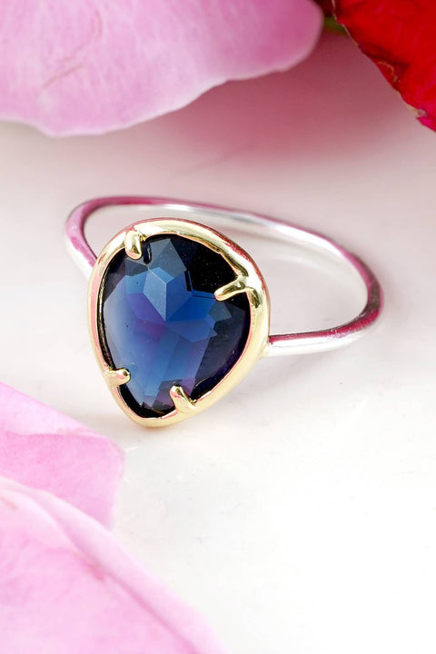 London Blue Crystal Teardrop Ring - SF