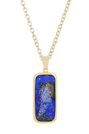 Lapis Rectangle Pendant Necklace - GF