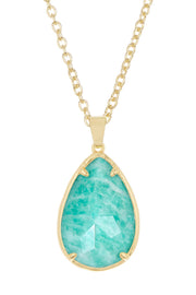 Amazonite Pear Cut Pendant Necklace - GF