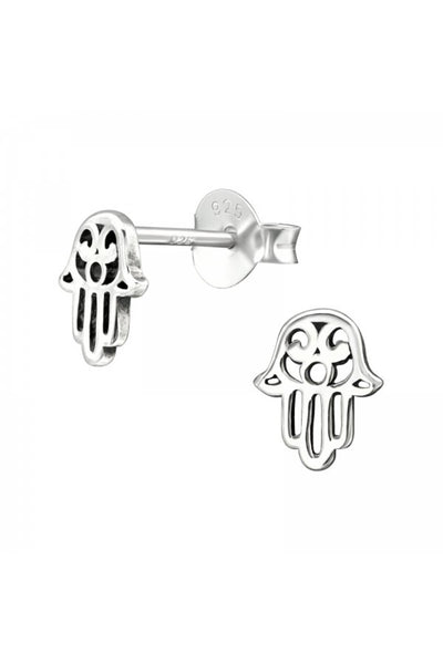 Sterling Silver Hamsa Ear Studs - SS