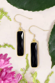 Black Onyx Rectangle Drop Earrings - GF