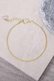 14k Gold Plated 1mm Round Box Chain Bracelet - GP