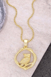 14k Gold Plated Owl Drop Pendant Necklace - GF