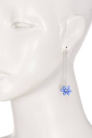 Tanzanite Austrian Crystal Flower Bloom Dangle Earrings - SF