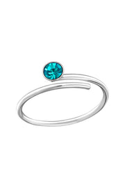 Sterling Silver Wire Adjustable Toe Ring With Crystal - SS