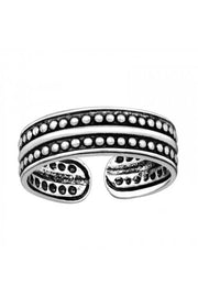 Sterling Silver Parallel Dots Adjustable Toe Ring - SS