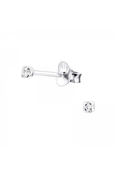 Sterling Silver Round 2mm Ear Studs With Cubic Zirconia - SS