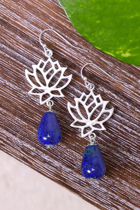 Lapis & Lotus Drop Earrings - SF