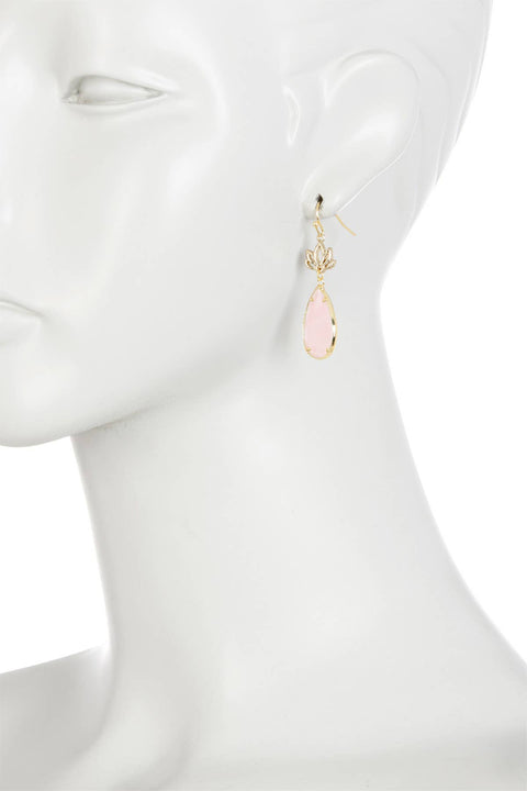 Rose Crystal & Lotus Drop Earrings - GF