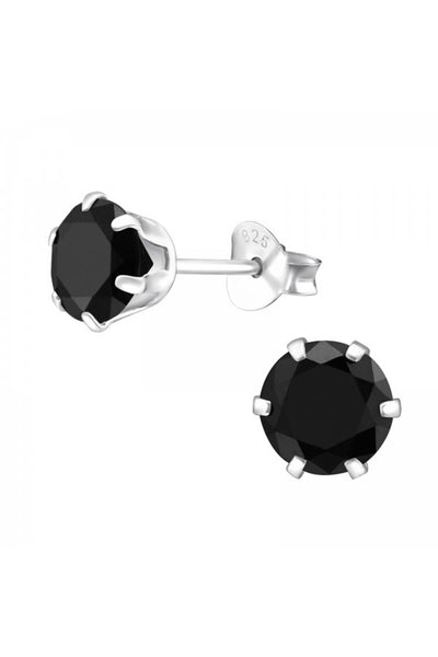 Sterling Silver Round 6mm Ear Studs With Cubic Zirconia - SS