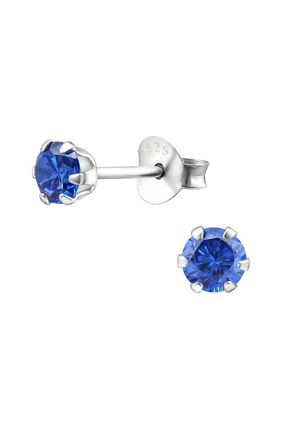 Sterling Silver Round 4mm Ear Studs With Cubic Zirconia - SS