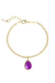 Amethyst Beaded Charm Bracelet - GF