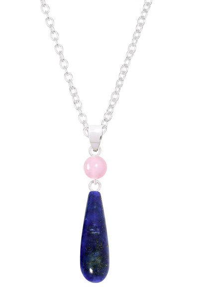 Lapis & Rose Quartz Pendant Necklace - SF