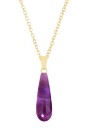 Amethyst Pear Cut Pendant Necklace - GF