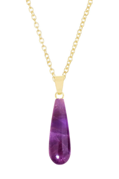 Amethyst Pear Cut Pendant Necklace - GF