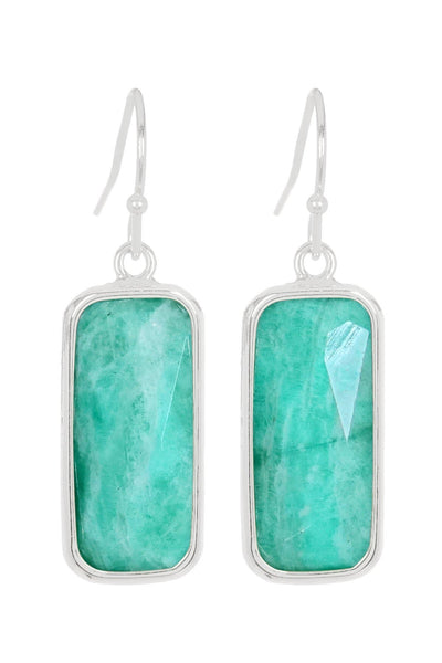 Amazonite Rectangle Drop Earrings - SF