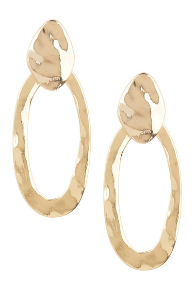 Irregular Oval Hanging Post Earrings - GF