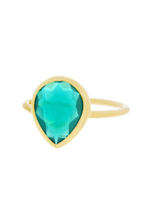 Teal Crystal Pear Ring - GF