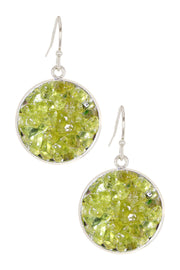 Peridot Round Shaped Drop Earrings - SF