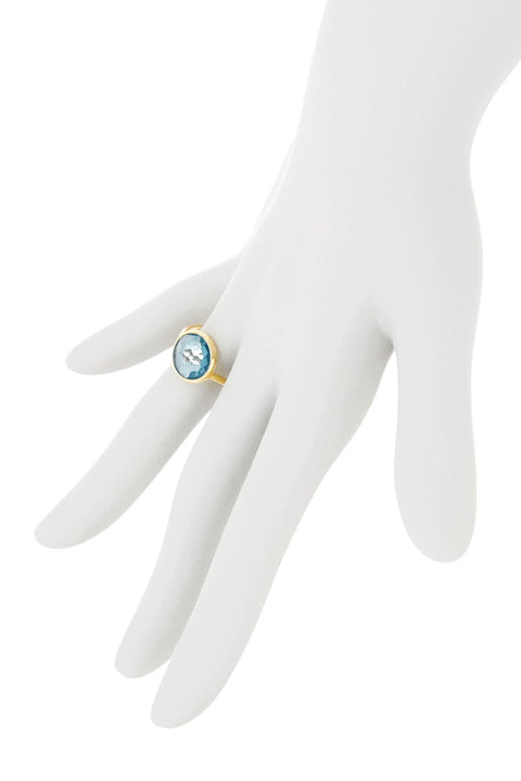 Sky Blue Crystal Round Ring - GF