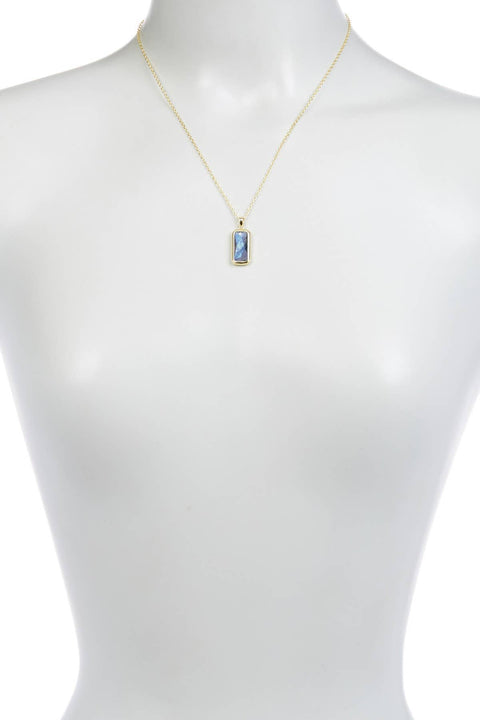 Labradorite Rectangle Pendant Necklace - GF