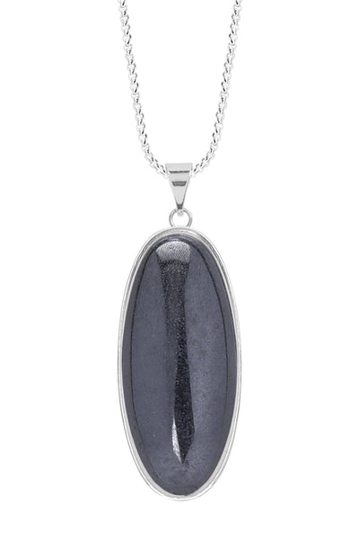 Hematite Oval Pendant Necklace - SF