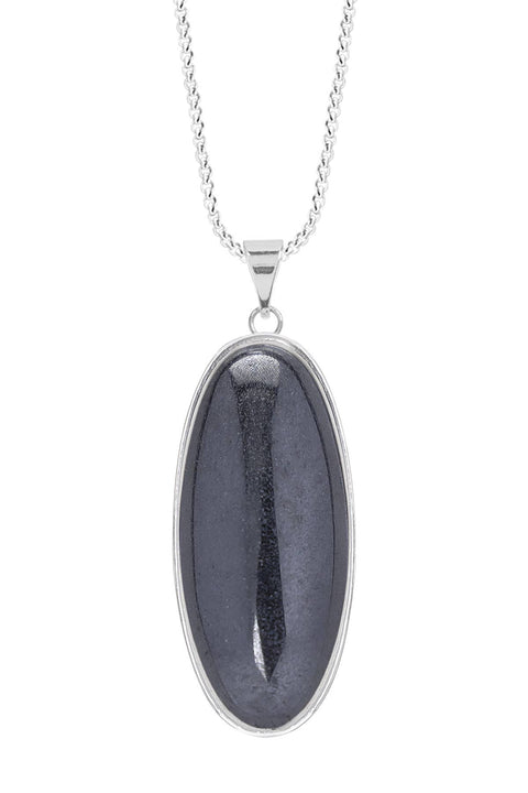 Hematite Oval Pendant Necklace - SF