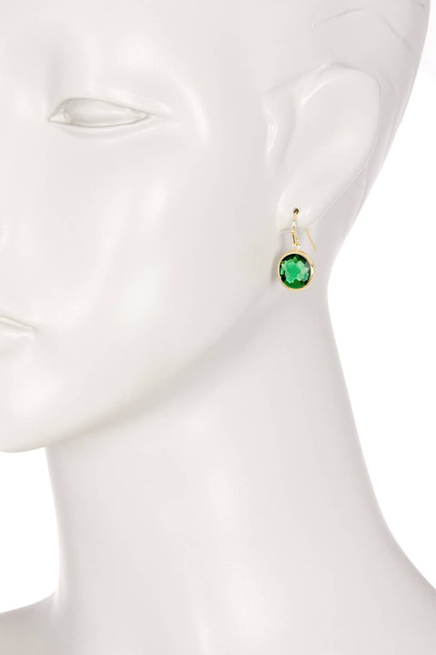 Emerald Crystal Round Drop Earrings - GF