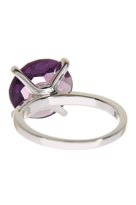 Lavender Crystal Prong Set Round Ring - SF