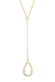 Moonstone Crystal Pear Cut Y Necklace - GF