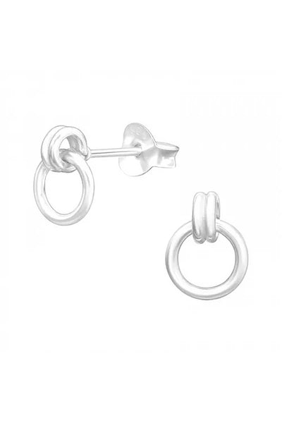 Sterling Silver Hanging Round Ear Studs - SS