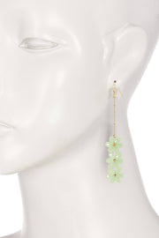 Green Austrian Crystal Flower Bloom Drop Earrings - GF