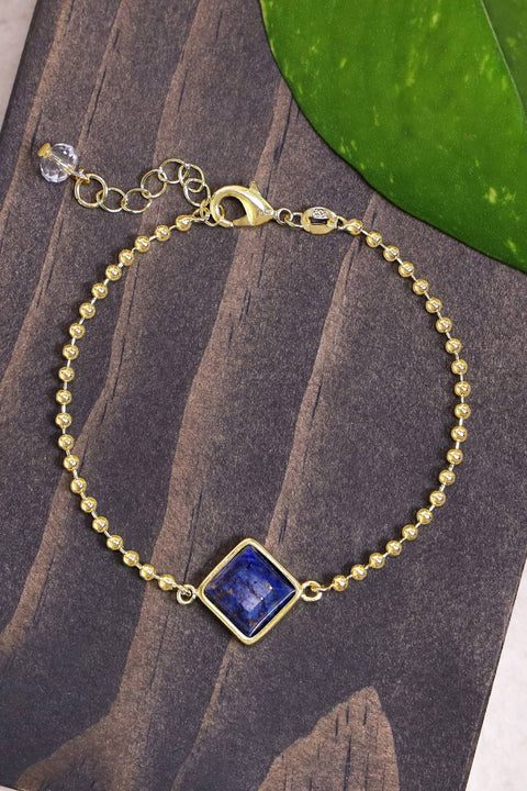 Lapis Beaded Charm Bracelet - GF