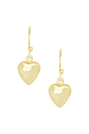 14k Gold Plated Polished Heart Drop Earrings - GF