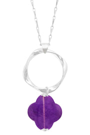 Amethyst & Freeform Hoop Pendant Necklace - SF