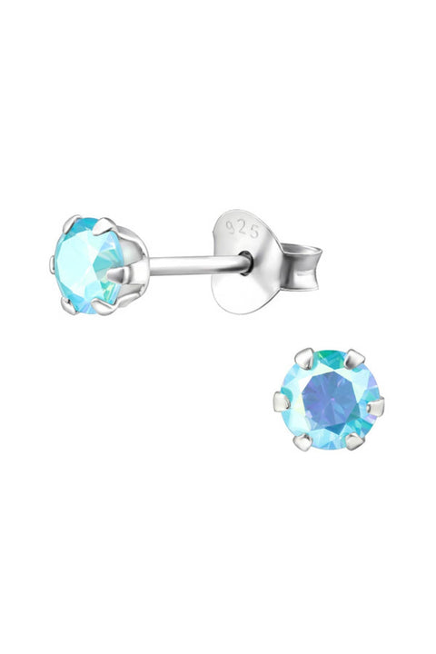 Sterling Silver Round 4mm Ear Studs With Cubic Zirconia - SS