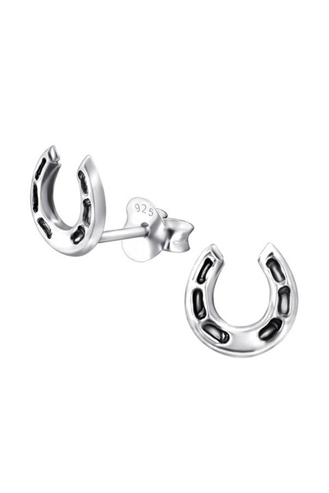 Sterling Silver Horseshoe Ear Studs - SS