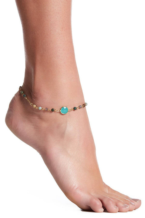 Amazonite Crystal & Jasper Anklet - GF