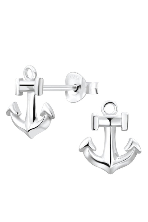 Sterling Silver Anchor Stud Earrings - SS