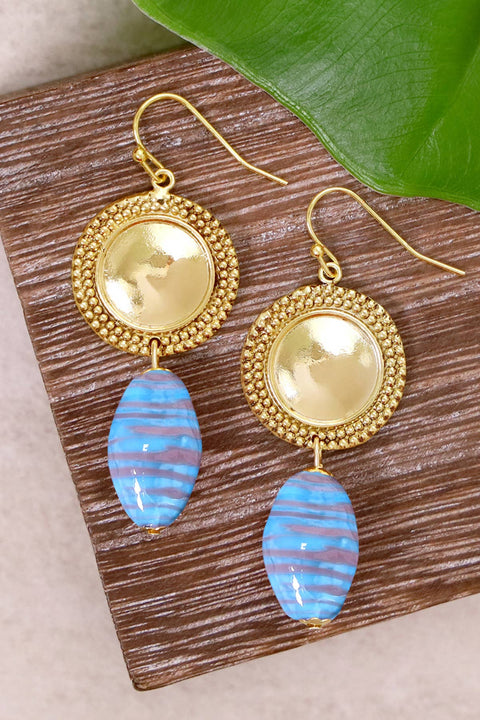 Murano Glass & Vintage Disc Drop Earrings - GF