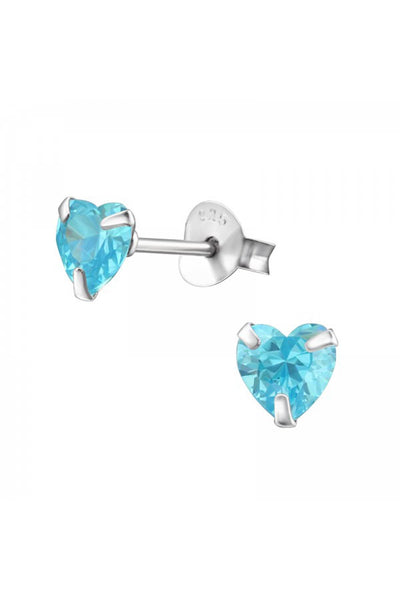 Sterling Silver Heart 5mm Ear Studs With Cubic Zirconia - SS