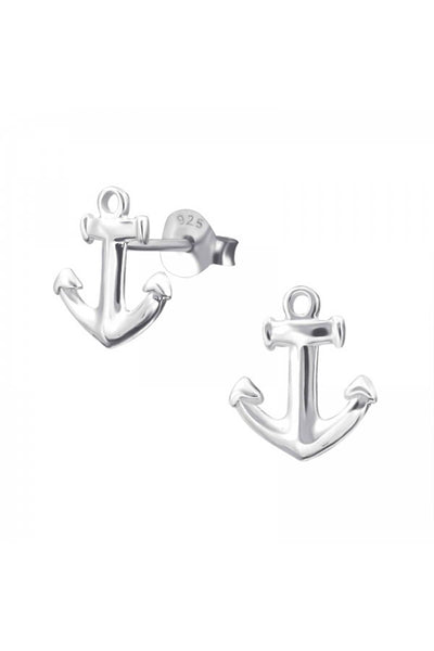 Sterling Silver Anchor Ear Studs - SS