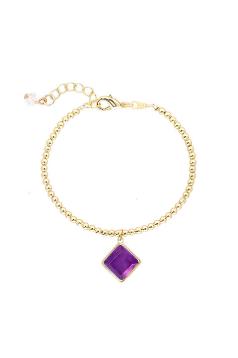 Amethyst Beaded Charm Bracelet - GF