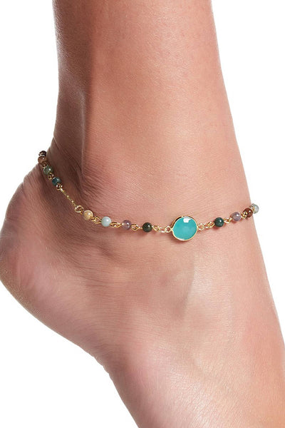 Amazonite Crystal & Jasper Anklet - GF