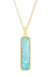 Amazonite Rectangle Pendant Necklace - GF