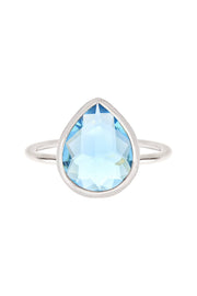 Sky Blue Crystal Teardrop Ring - SF