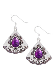 Amethyst Vintage Fan Earrings - SF