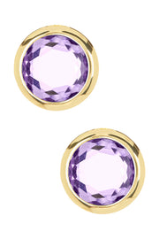 Lavender Crystal 7mm Post Earrings In Gold - GF